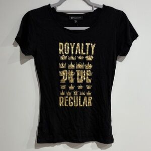 Rocawear Black Tee with Gold Crown Print
